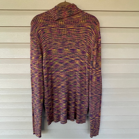 Sundance Multicolor Ribbed Knit Button Shoulder Turtleneck Sweater Size XXL - Picture 2 of 8